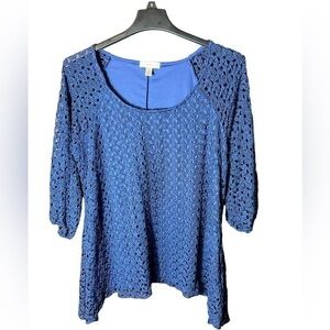Women’s Dress Barn Open Knit‎ Shark-bite Tunic Blue Size 1X